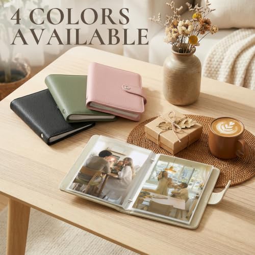 4x6 Small Photo Album, Faux Leather 64-Photo Holder with Snap Closure