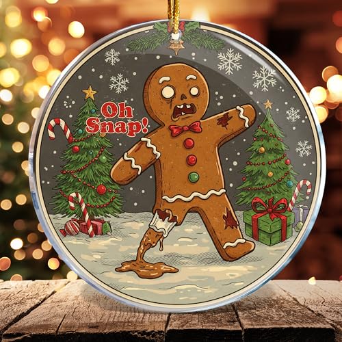 ROCI Funny Zombie Gingerbread Christmas Ornament - Naughty Holiday Decor