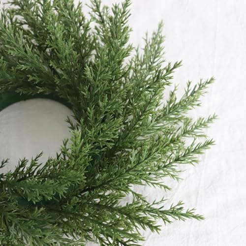 Norfolk Pine Christmas Candle Rings - Set of 2 Artificial Greenery Wreaths