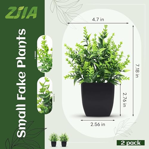 2 Pack Small Artificial Potted Plants for Home and Office Decor
