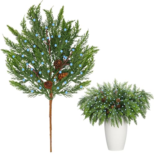 Giegxin 12 Pcs 16 Inch Artificial Juniper Pinecones Berries Christmas Decor