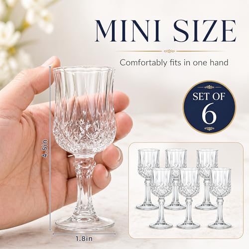 Set of 6 1.75 oz Cordial Glasses for Limoncello, Sherry & Dessert Wines