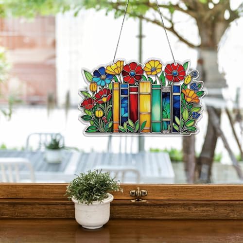 Book Lovers Gifts for Women Men Library Window Hanging Acrylic