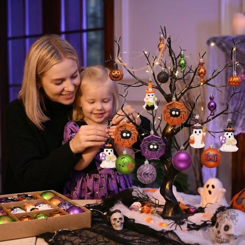 45-Piece Shatterproof Halloween Ornaments Set for Indoor Tree Decor