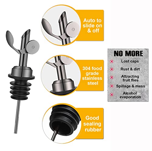 WAFJAMF Black Stainless Steel Olive Oil Pourer Spout with Self-Closing Design
