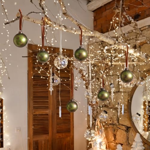 Suncalla Green Vintage Rustic Christmas Ball Ornaments Set 12 - 2.36 Inch
