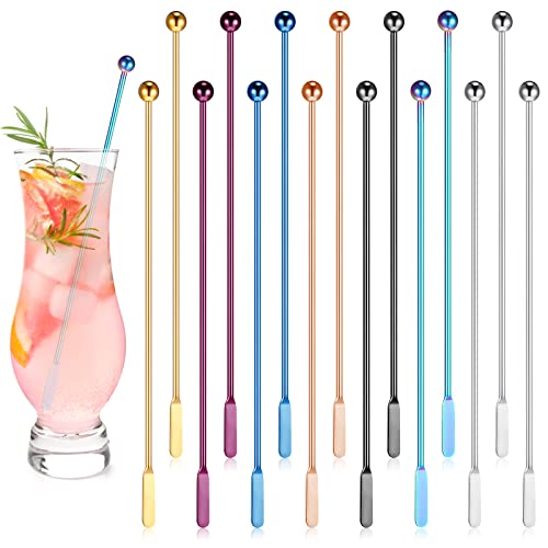 15 Pcs Stainless Steel Coffee & Cocktail Stirrers - Reusable Metal Swizzle Sticks