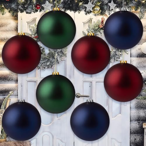 Wettarn 8 Pack 6-Inch Red Green Blue Christmas Tree Ornament Balls Outdoor Indoor Decor