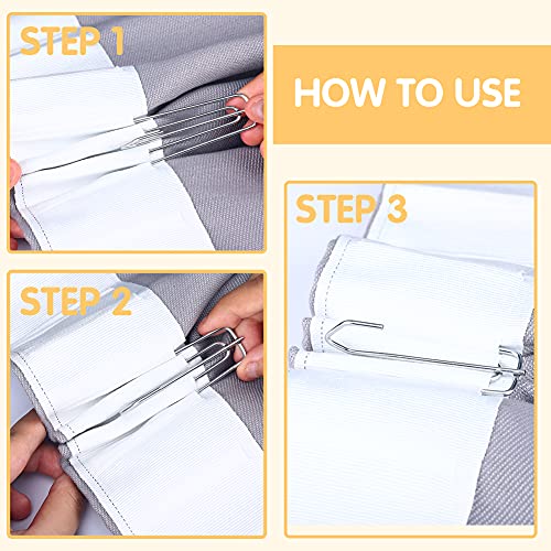 60-Piece 4-Prong Pinch Pleat Curtain Hooks for Drapery and Header Tapes