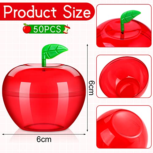 50 Pack Plastic Apple Containers - Cute Party Favor Jars