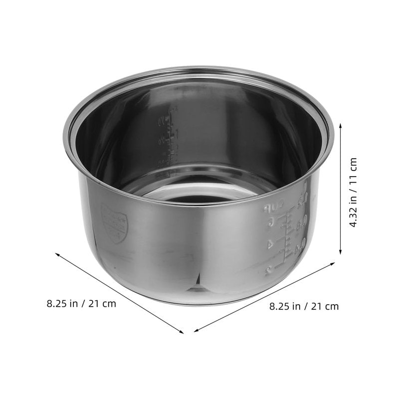 BRIGHTFUFU 1Pc 3L Rice Cooker Cup Stainless Steel Inner Bowl Non-Stick Inner Pot Upgrade Even Heating for Perfect Rice Pots for Multi-Cookers Easy to Clean and Dishwasher Safe