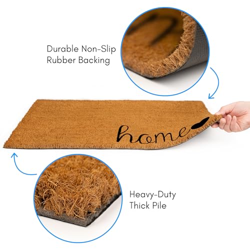 Natural Coco Coir Door Mat 17.5x30 - Heavy-Duty Non-Slip Welcome Mat