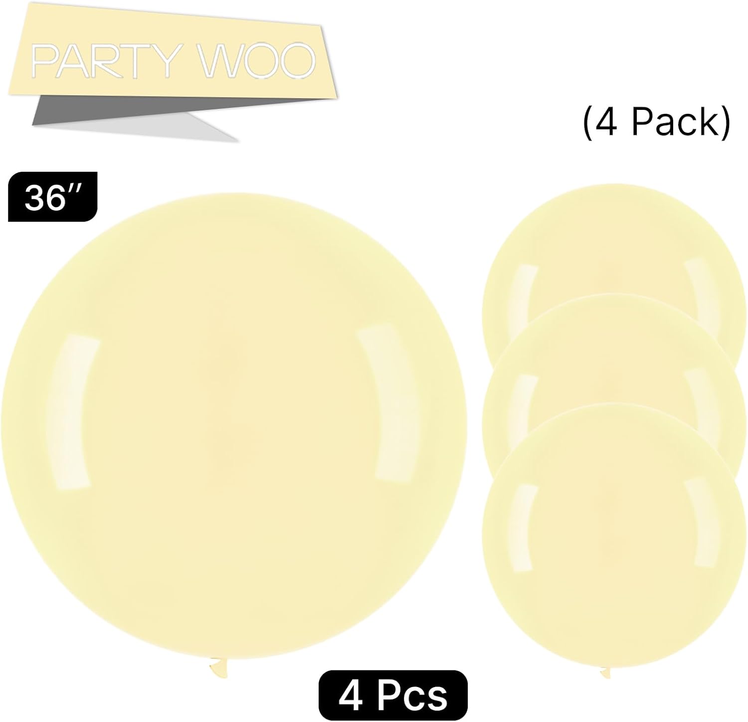 PartyWoo Pastel Yellow Balloons - 36 Inch Latex Helium Balloons for Graduation & Baby Showers