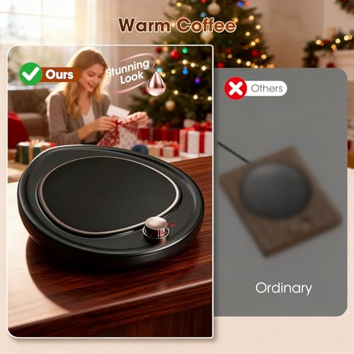 MQUPIN Black Coffee Mug Warmer with Dual-Temp Settings for Coffee & Tea