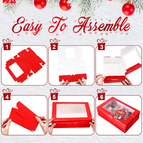 100 Pack Large Christmas Cookie Boxes with Window 9x6x3in – Maxcheck Bulk Gift Boxes