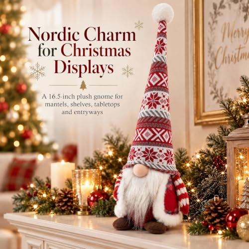 OIMIMY 16.5-Inch Swedish Tomte Gnome Plush Christmas Decor