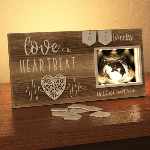 Baby Sonogram Picture Frame with LED Glow & Pregnancy Countdown, 4x3