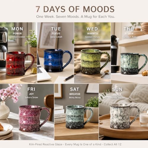 Deep Cobalt Ceramic Mug 15oz Focus Reactive Glaze Office Gift - XIYUANJI