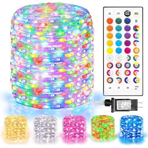 LitHome RGB Silver Wire 130FT 400 LED Color Changing Fairy Lights with Remote