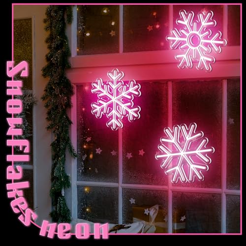 Treela Pink Snowflakes LED Window Lights - 9.84 Inch Christmas Decor