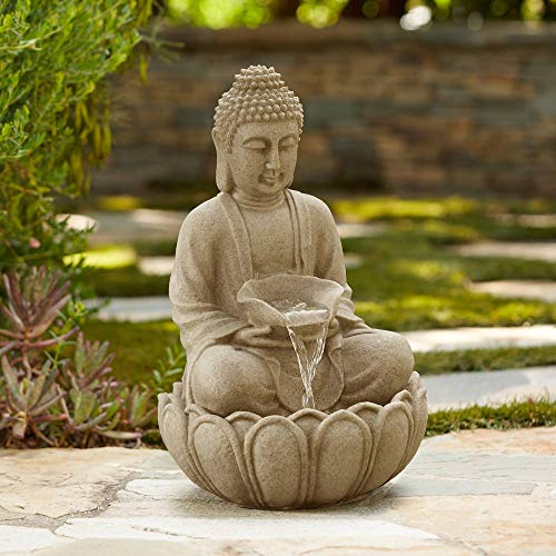 22-Inch Buddha Zen Fountain with LED Light for Indoor and Outdoor Decor