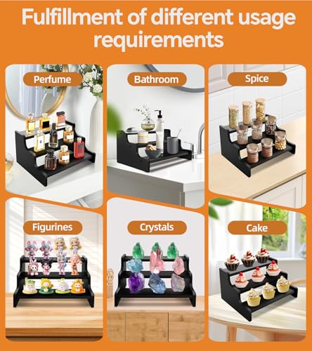 3-Tier Wooden Display Riser for Cologne, Perfume, and Collectibles