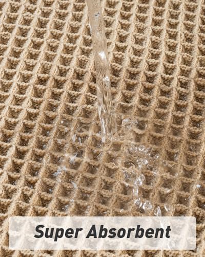 AMOAMI Waffle Bath Mat 17x24 Brown Ultra Absorbent Non-Slip Rug
