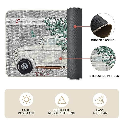 Artoid Mode Pine Holly Christmas Kitchen Rugs Set of 2, 17x29 & 17x47 inches