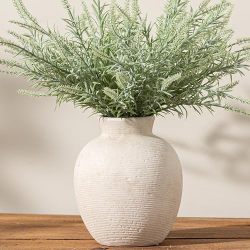 Rustic Ceramic Flower Vase - Handcrafted Farmhouse Table Decor (7.4 Inch)