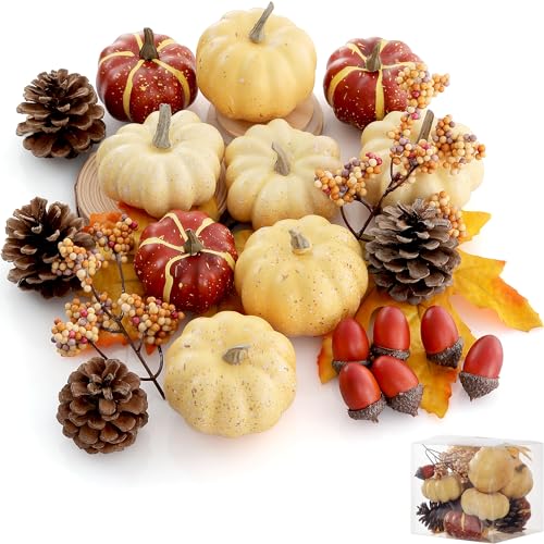 23-Piece Fall Pumpkin Decor Set | Acorns, Pinecones & Leaves