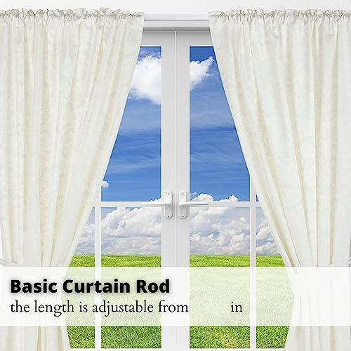 Heavy Duty Lock Seam Curtain Rod, 28-48 Inch Adjustable, White (2 Pack)