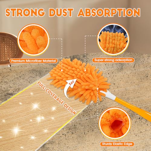 Reusable Microfiber Duster Refills 8-Pack - Washable 360 Cleaning Heads