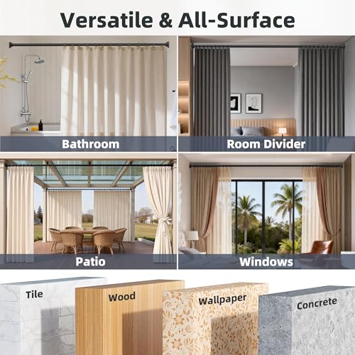 Heavy Duty Adjustable Shower Curtain Rod 31-120 Inch, Rustproof Matte Black