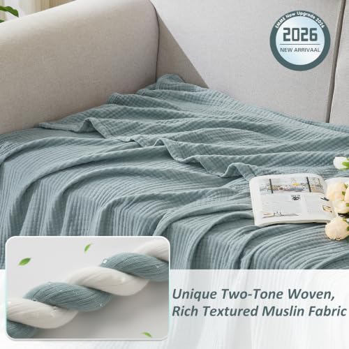 EMME 4-Layer Muslin Throw Blanket - Soft Cotton Gauze Couch Blanket, 50"x70"