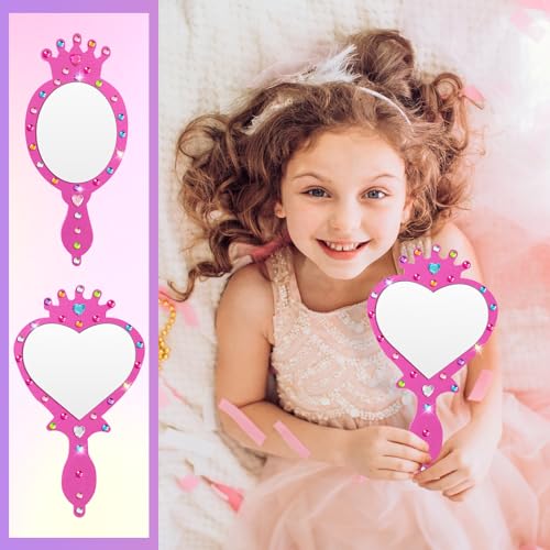 20 Pcs DIY Kids Princess Foam Mirror Craft Kit with Rhinestone Stickers