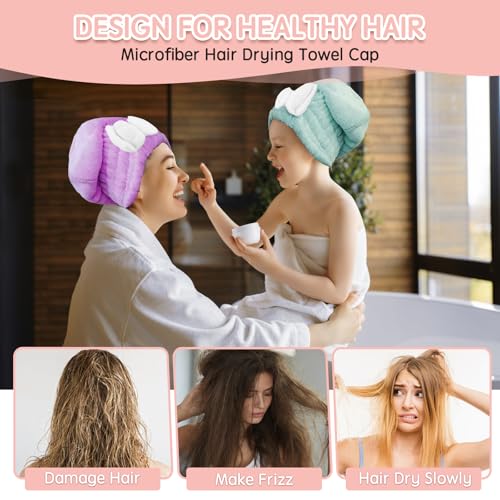 Microfiber Hair Drying Caps 5-Pack - Ultra Absorbent & Soft for All Hair Types