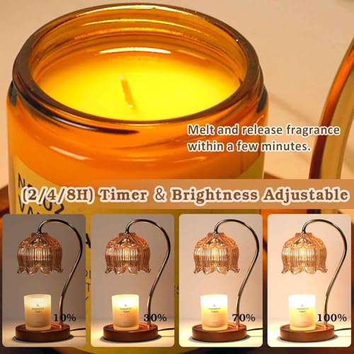 Flower Dimmable Candle Warmer Lamp with Timer for Jar Wax Candles