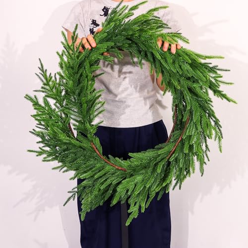 Envotek 9 FT Mixed Green Norfolk Pine Garland Artificial Holiday Decor for Indoor & Outdoor Christmas