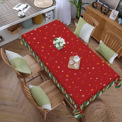 Aytipun 104x60 Inch Red Christmas Tablecloth with Tree Snowflake Design