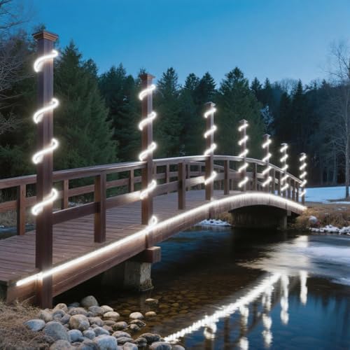 65.6ft LED Rope Lights - Waterproof Outdoor Bright White Neon Strip Lighting
