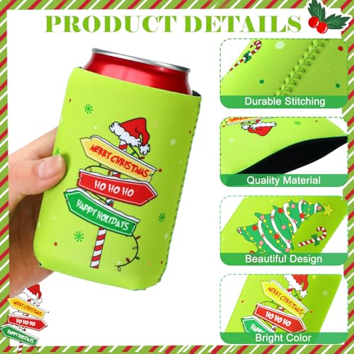 Christmas Beer Can Coolers - 60 Pack Insulated Neoprene Sleeves for 12oz Cans & Bottles