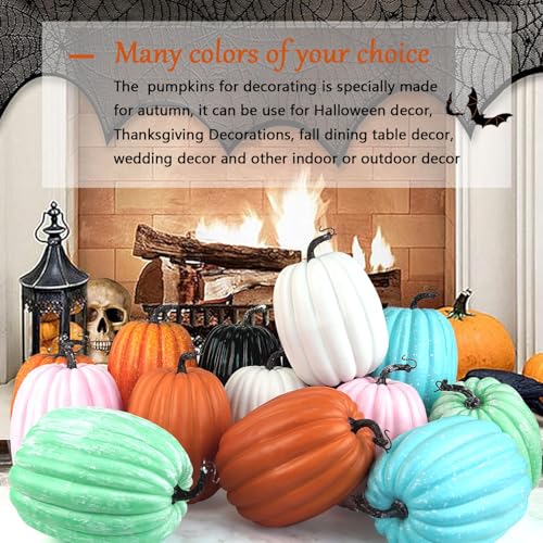 8 Inch Large Artificial Foam Pumpkins - 2 Piece Set for Fall Thanksgiving
