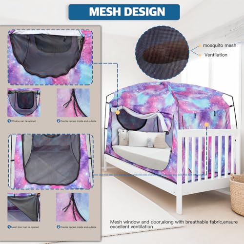 Portable Privacy Bed Tent - 90% Blackout Sleeping Canopy with Mesh Windows