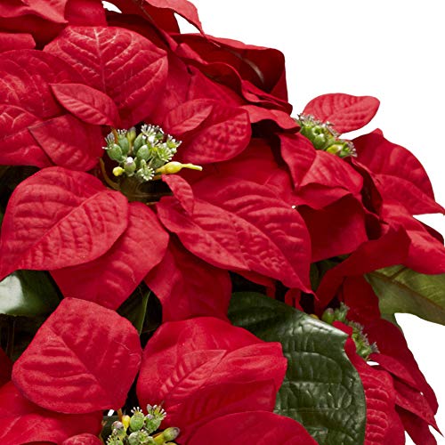 Nearly Natural 21-Inch Artificial Poinsettia Christmas Plant in Rustic Metal Planter