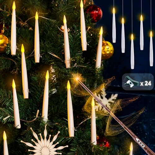 Rhytsing Clip-on Christmas Tree Candles with Magic Wand Remote – 24 Pcs (Variation 24)