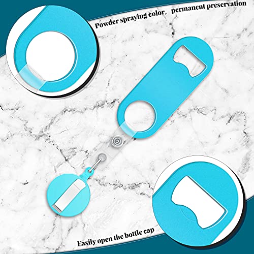 Honoson 8 Pcs Multicolor Retractable Bottle Opener Flat Bar Key with Badge Reel Clip - Classic/Multicolor/8