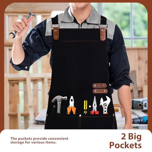 Adjustable Chef Apron with 4 Pockets - Durable Cotton Blend for Kitchen