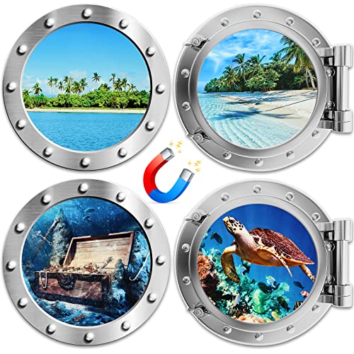 LEIFIDE Cruise Door Magnets Set - Nautical Sea Porthole & Tropical Designs