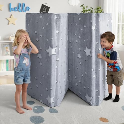 Foldable Kids Floor Mattress, 48x72 Inch Glow-in-the-Dark Play Mat