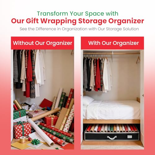 Gift Wrap Storage Organizer Under Bed Wrapping Paper Holder Black